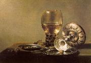 Pieter Claesz Still Life with Wine Glass and Silver Bowl Sweden oil painting artist